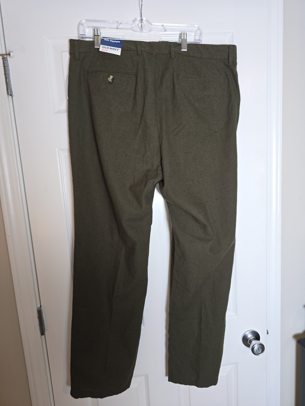Old Navy Men's Linen Olive Green 90's Straight Chino Pants Size 38 × 30 - Picture 6 of 8